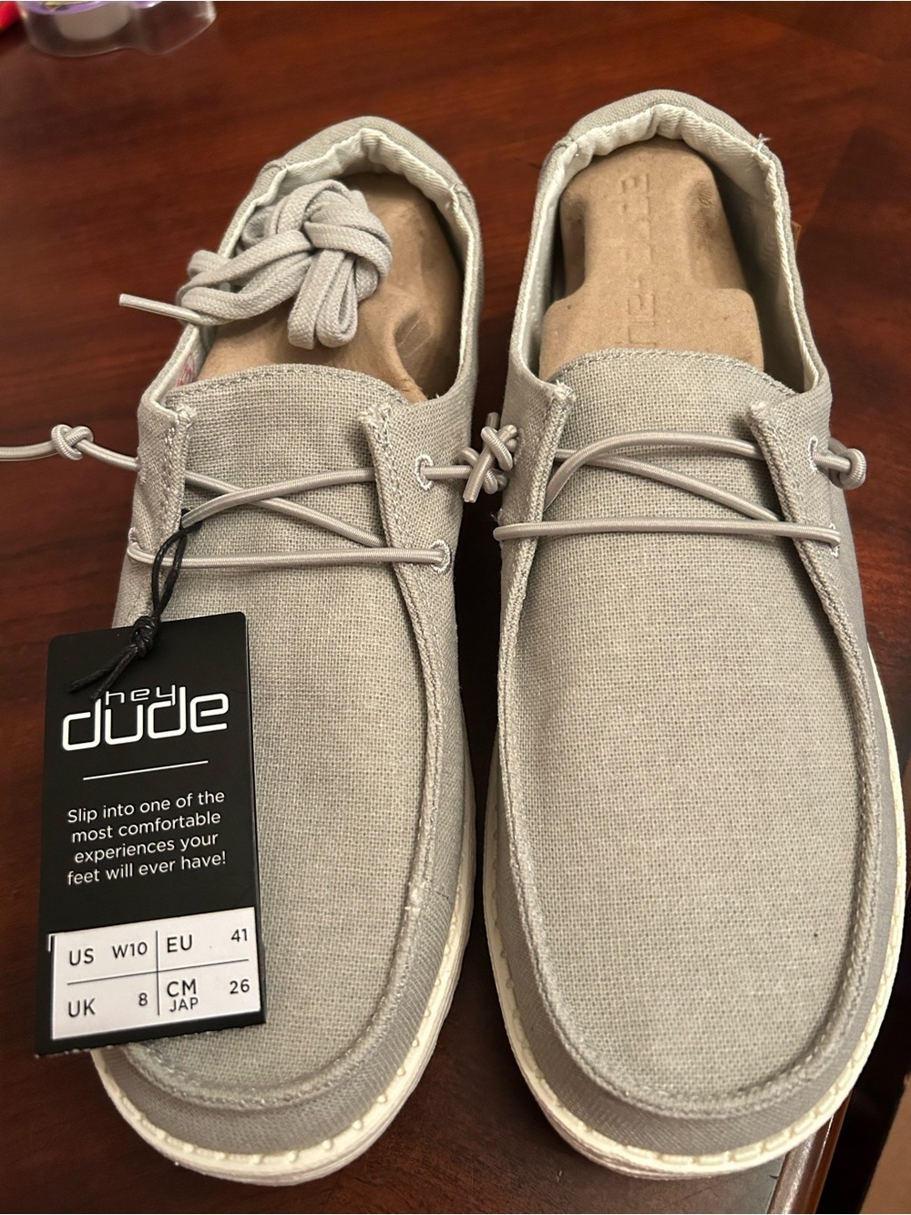 Hey Dude Wally Lux Slip-On Loafers in Light Gray, size 10 women, 8 men, new